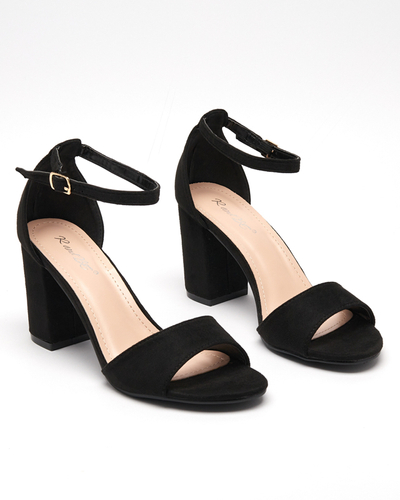 Schwarze Öko-Wildleder-Sandalen für Damen am Mokafi-Pfosten - Schuhe