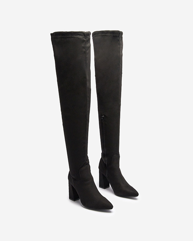 Schwarzer Damen-Stiletto-Stiefel aus Öko-Wildleder Nerreg- Footwear