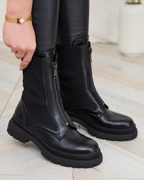 Жіночі черевики Royalfashion на плоскому каблуці чорного кольору Teviuse