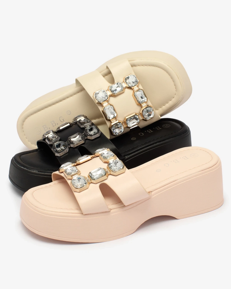 Royalfashion Beige Damen-Flip-Flops auf einer festen Sohle Norixi