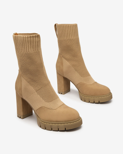 Royalfashion Damen camelfarbene Flexi Booties