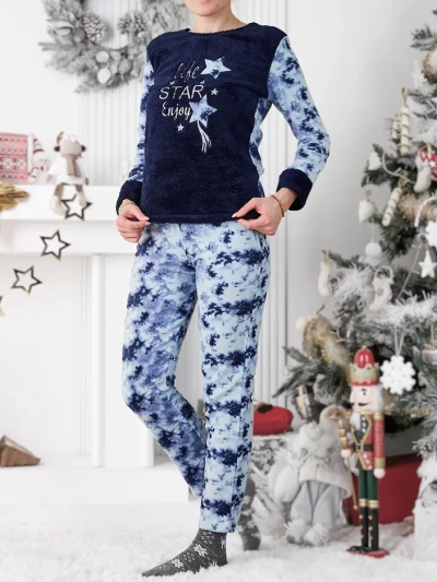 Royalfashion Damenpyjamas a'la Fleece Life Star Genießen