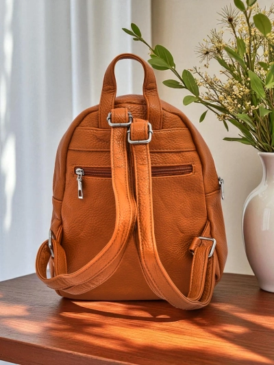 Eleganter Damenrucksack Calista Camel Öko-Leder Królewska Moda
