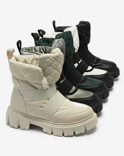 Damen-Schneestiefel mit flacher Sohle in schwarz-weiß Ferory- Footwear