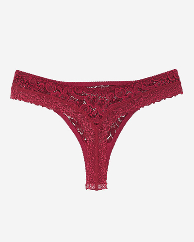 Damen-Stringslip aus bordeauxfarbener Spitze - Unterwäsche