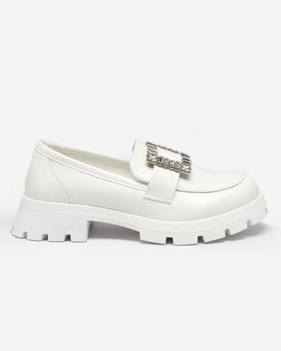 OUTLET Mattweiße Damenschuhe mit silberner Vusito-Schnalle - Schuhe