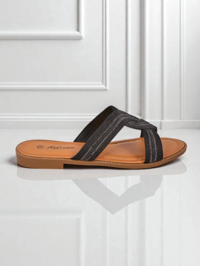 Royalfashion Damen Pantoletten Geflochten Woven Breeze
