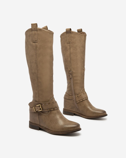 Royalfashion Сіро-коричневі жіночі черевики з прихованим якорем Bisaldo