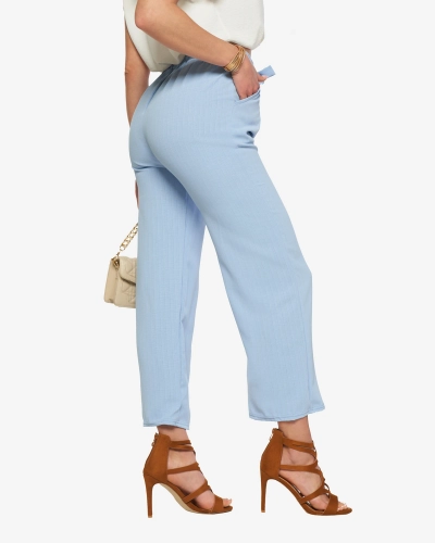Blaue weite Stoffhose für Damen - Kleidung