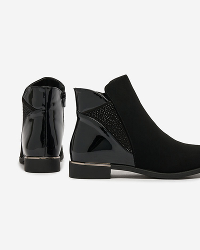 Royalfashion Schwarzer Damenstiefel mit Zirkonia Overlissa