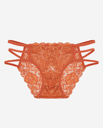 Помаранчеві мереживні жіночі трусики в смужку - Білизна