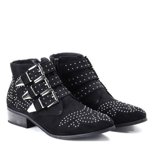 Czarne botki Caudice zdobione dżetami- Obuwie
