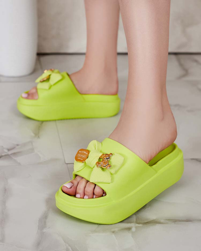 Royalfashion Damen-Gummi-Flip-Flops mit Zierschleife Apples