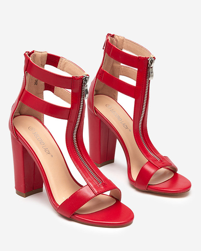 Rote Damensandale auf höherem Pfosten Somatu - Footwear