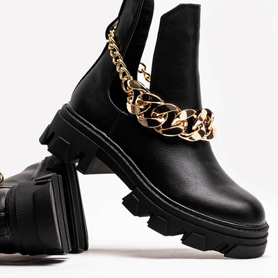 Schwarze Damenstiefel mit Kette Tenkay - Footwear