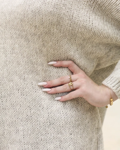 Royalfashion Grauer langer Oversize-Pullover für Damen