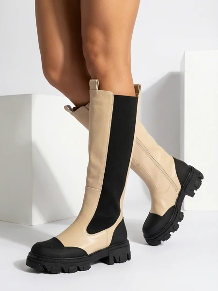 Royalfashion Beige Wadenstiefel Blyss