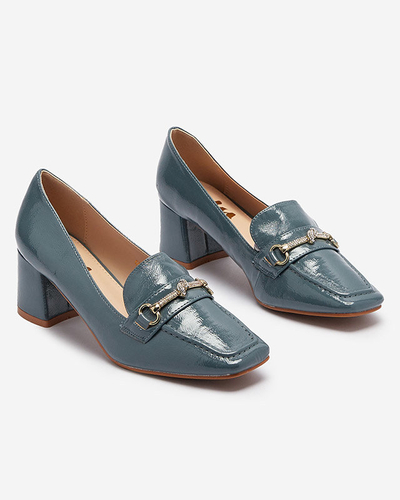 OUTLET Lackierte Damen-Pumps im Mokassin-Stil in grau-blau Welmok- Footwear