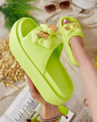 Royalfashion Damen-Gummi-Flip-Flops mit Zierschleife Nilm