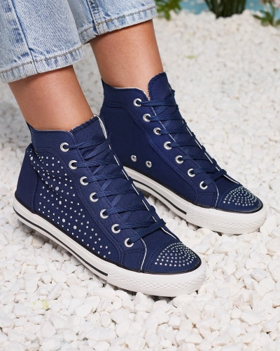 Marineblaue High-Top-Sneakers mit Zirkonen Totulu- Footwear