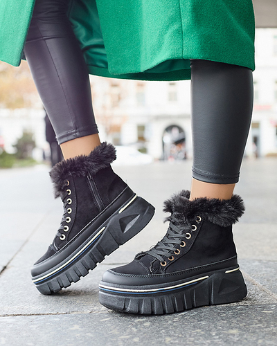 Schwarze Plateau-Schneestiefel zum Schnüren für Damen Neatesa - Footwear