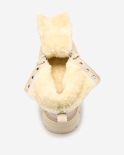 Royalfashion Beige isolierte Damen Trapperstiefel Hogenaf