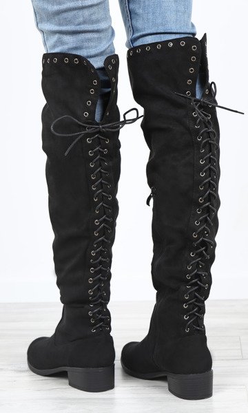 Czarne kozaki z futerkiem Judith- Obuwie