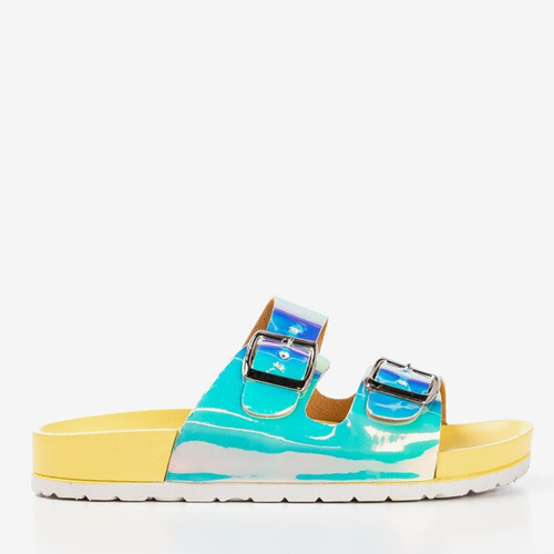 Жовті шльопанці з голографічною обробкою Sumire - Взуття 1