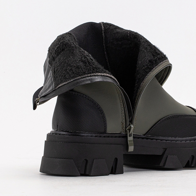 Dunkelgrüne Damenstiefel mit massiver Rosidi-Sohle - Schuhe