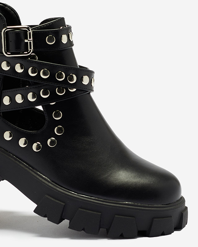 Schwarzer Damenstiefel mit dickerer Sohle Avarno- Footwear