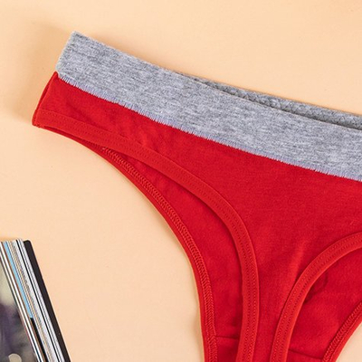 Roter Tanga für Frauen mit Katzendruck - Unterwäsche