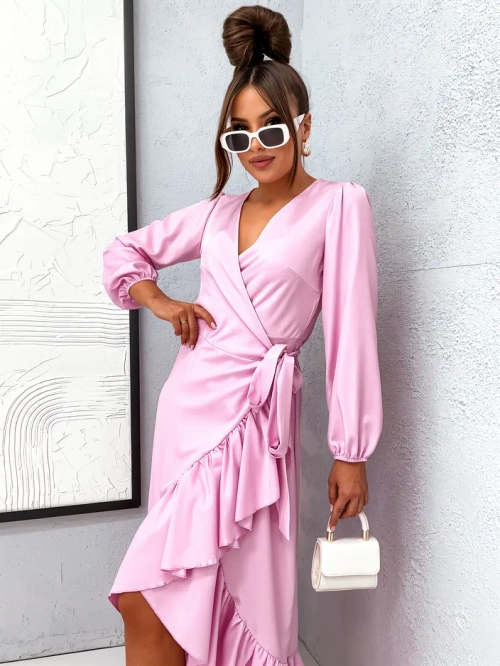 Royalfashion Зав’язана жіноча міді-сукня з рюшим