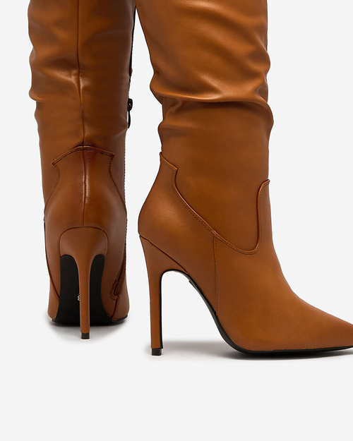 Royalfashion Жіночі черевики на шпильці з верблюжої шкіри Teritis