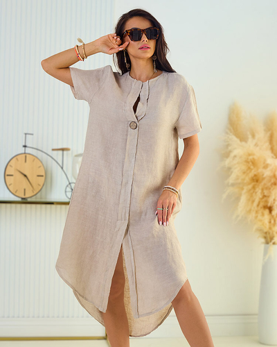 Royalfashion Leinen Damen Oversize Kleid