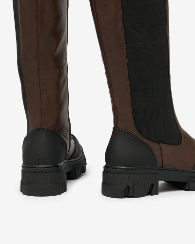 Royalfashion Dunkelbraune mittelhohe Damenstiefel Blyss