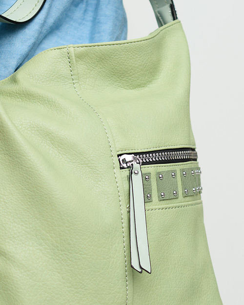 Зелена жіноча сумка-шоппер зі стразами - Аксесуари