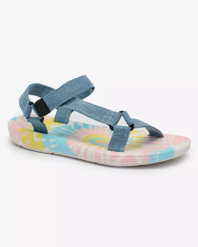 Royalfashion Hellblaue Damensandalen mit farbiger Sohle Asottil