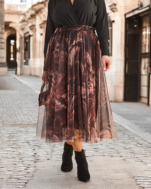 Жіноча двошарова міді-спідниця Royalfashion