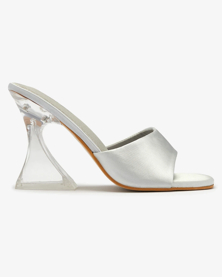 Hellgraue Damen-Flip-Flops mit transparentem Absatz Ageria - Schuhe