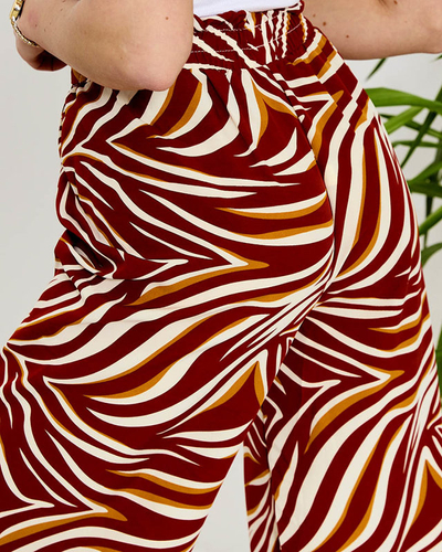 Gemusterte Damen-Palazzo-Hose in Rot- Kleidung