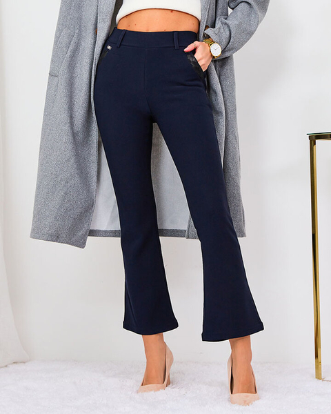 Royalfashion Marineblaue Damen Stoffhose a'la bells