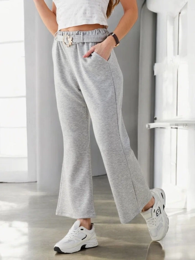 Royalfashion Weite Damenstoffhosen mit dekorativem Gürtel