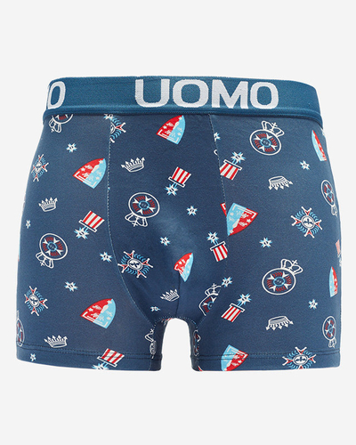 Marineblaue Herren-Boxershorts mit modischem Aufdruck - Underwear