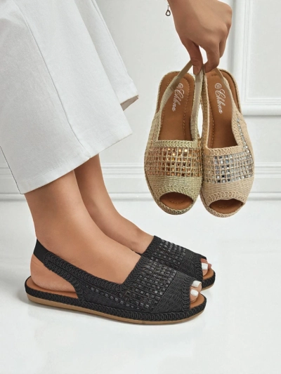 Damensandalen, Damen-Espadrillesandalen mit Strasssteinen Belle Sparkle