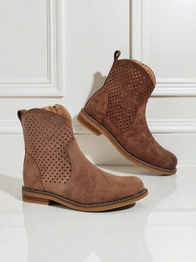 Royalfashion Damen Stiefeletten mit Ajourmuster Toffas