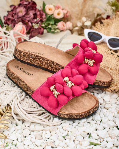 Royalfashion Damen Flip-Flops mit goldenen Teddybären und Blumen Isaralle