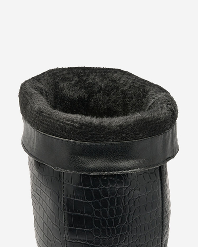 Royalfashion Schwarze Damenstiefel mit Stilettoabsatz und Prägung Stilvoll Elegant
