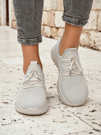 Aurelia Beige Royalfashion - Beige Damen-Sneakers Stoff zum Schnüren