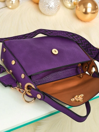 Damen Handtasche Hera Viola Öko-Leder lila mit Bienendekor