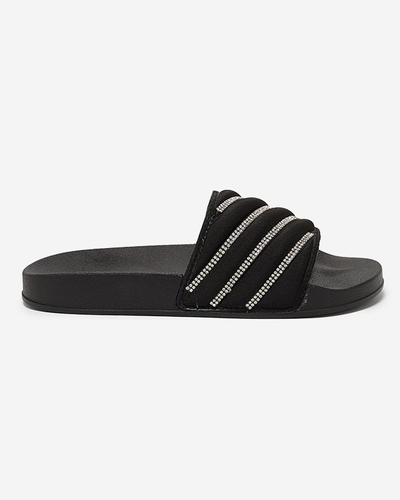 Schwarze Damen-Flip-Flops mit Zirkonen Erikis - Schuhe